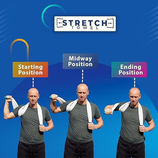 Shoulder Rotator Cuff Stretching Device By Stretch Towel; Physical Therapy Shoulder And Full Body Stretching Strap With Easy Grip Handles for Sore and Tight Muscles. Improves Shoulder Flexibility