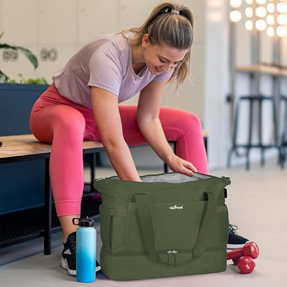 ETRONIK Gym Bag for Women, Personal Item Travel Bag with Shoes Compartment, Weekender Overnight Duffel Bag with Wet Pocket & USB Charging Port, Carry On Bag for Women, Travel, Gym, Weekend