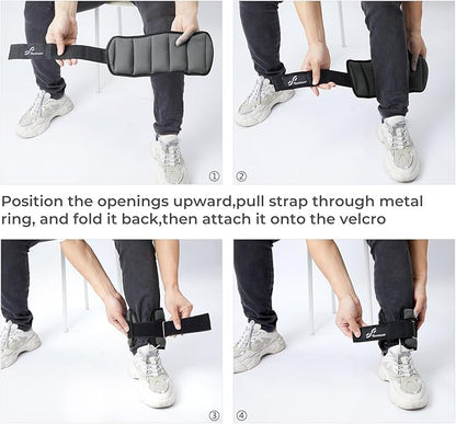 Sportneer Adjustable Ankle Weights for Women and Men 7 lbs/Pair Adjustable Leg Weights with Secure Straps, Strength Training Weighted for Yoga, Walking, Running, Aerobics, Gym, Physical Therapy