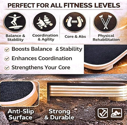 Balance Board Sports Trainer, Surf Trainer Board With Adjustable Stoppers, Improve Core Strength and Balance Control
