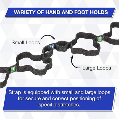 THERABAND Stretch Strap with Loops to Increase Flexibility, Dynamic Stretching Tool for Athletes Including Dancers, Cheerleaders, Gymnasts, Runners, Pilates and Yoga Elastic Stretch Out Band