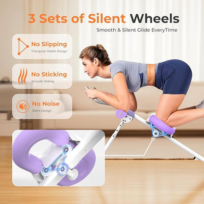 OWLSKY Ab Machine, Adjustable Ab Trainer Machine for Abs Workout at Home Gym, Foldable, Knee Protection, LCD Monitor, Device Holder, 400 LBS,Abdominal Trainer for Stomach Workout