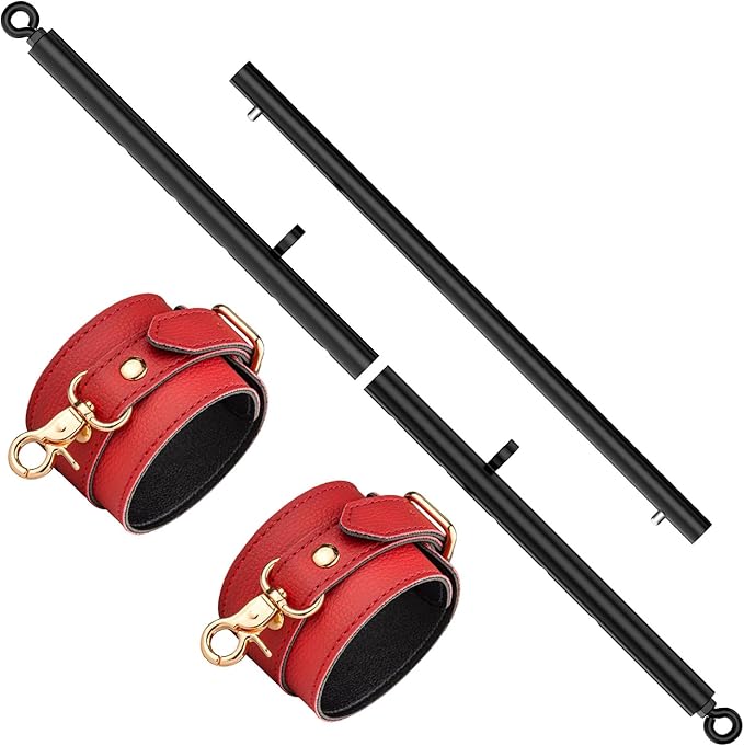 Heavy Duty Stainless Steel Expandable Spreader Bar with 2pcs PU Adjustable Straps, Sports Aid Training Fitness Gear Pilates Aid Kit,Home Indoor Sports Yoga Set