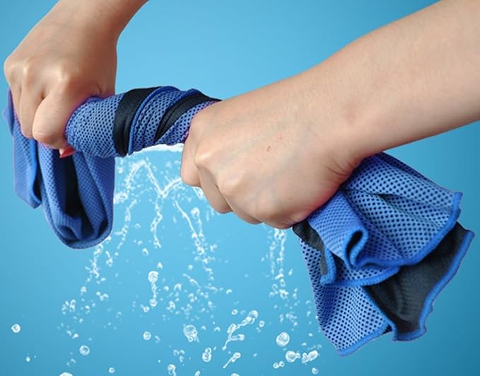 Sports Towel for Instant Cooling Relief Microfiber Towels for Golf Workout Swimming Gym Yoga Travel Camping Fitness 40"x12" Sweat Towel (Blue+Gray)