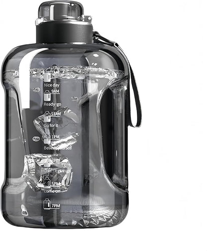 50oz & 84oz Motivational Water Bottle - Time-Marked, Leak Proof & BPA free. 2-in-1 Lid with Straw, Food-Grade Tritan. Half Gallon Sized, Ideal for Gym, Fitness & Outdoor Activities (50oz, Grey)
