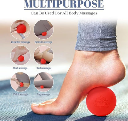 Physical Yoga Balls Massage Lacrosse Balls for Myofascial Release, Trigger Point Therapy, Muscle Soreness Deep Tissue Massage Physical Therapy Equipment(2 Pack,Red and Dark Blue)