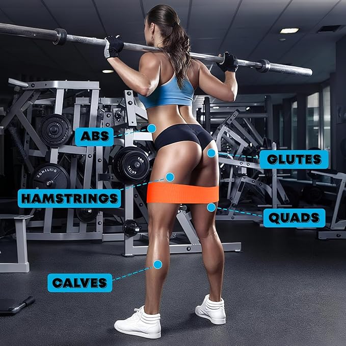 Non-Slip Hip Resistance Bands for Working Out - Fabric Elastic Exercise Bands Strength Training, Physical Therapy, Pilates & Yoga - Booty Workout Bands for Women/Men Legs & Thigh Glutes