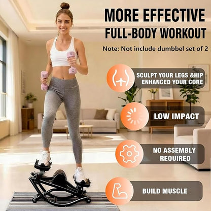 Rock Stepper for Exercise at Home, Lateral Rocking Stepper with Digital Counter & Resistance Bands, 250LBS Weight Capacity & Low Impact, Ski Machine Full Body Workout Equipment