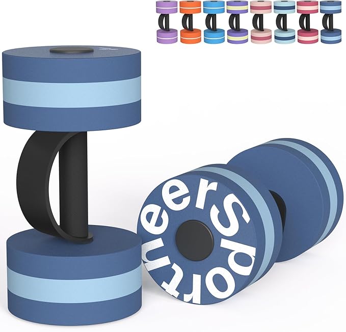 Sportneer Water Weights Aquatic Exercise Dumbbells Water Dumbbell Aerobics Workouts Set of 2 EVA Foam Pool Weights Dumbbells Set Aqua Fitness Barbells Equipment for Water Aerobics Weight Loss
