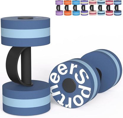 Sportneer Water Weights Aquatic Exercise Dumbbells Water Dumbbell Aerobics Workouts Set of 2 EVA Foam Pool Weights Dumbbells Set Aqua Fitness Barbells Equipment for Water Aerobics Weight Loss