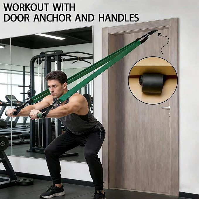 Resistance Bands Set with Handles & Door Anchor - Up to 125lbs Stackable Anti-Snap Exercise Bands for Men & Women, Heavy Duty Pull Up Assistance Band for Home Gym, Strength Training