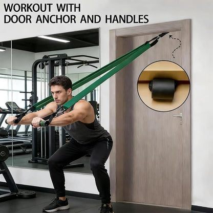 Resistance Bands Set with Handles & Door Anchor - Up to 125lbs Stackable Anti-Snap Exercise Bands for Men & Women, Heavy Duty Pull Up Assistance Band for Home Gym, Strength Training