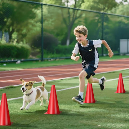 12 Inch Durable Cones,12pcs Versatile Plastic Traffic Cones and Soccer Cones for Sports Training,Agility Drills,Parking Safety,Basketball Training,Football Training.
