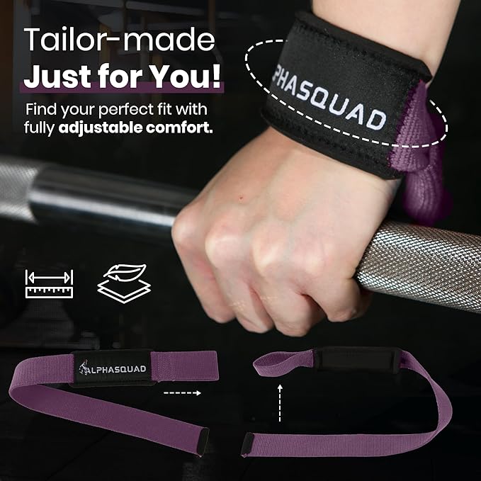 ALPHASQUAD Lifting Straps for Weightlifting – Heavy Duty Wrist Straps for Weightlifting with 7mm Thick Padded Cotton Wraps, 22.5" Long, 1.5" Wide – Deadlifts, Strength Training, Powerlifting, Men & Women