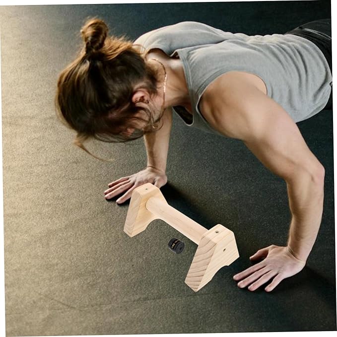 2pcs Wooden Parallettes Bars for Push-ups and Sturdy Wood Stands for Men and Women Versatile Exercise Equipment for Strength Training and Calisthenics