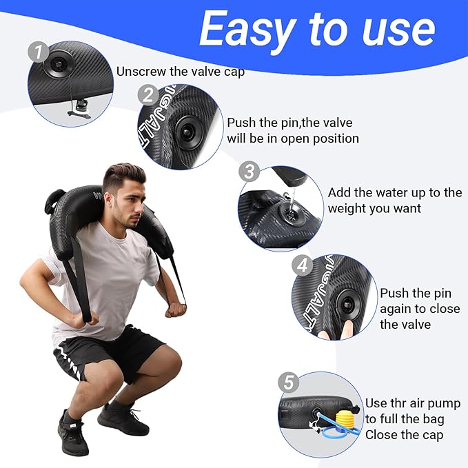 Heavy Aqua Bags-Water weight Bag 38-66Ibs - Ultimate Core Water Weights Aqua Ball-Adjustable Workout Sandbag Alternative for Full Body Exercise, Portable Stability Fitness & Balance Trainer Equipment