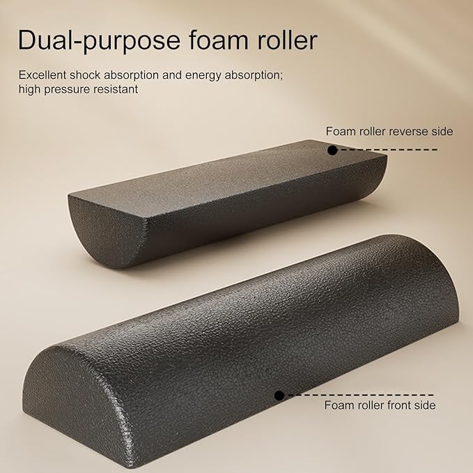 Body Muscle Foam Roller - 30x15x7.5cm High Density Stretching Equipment, Fitness Recovery Half Roller, Durable Workout Tool for Release | Home Studio Yoga Pilates Post Sports Stretching