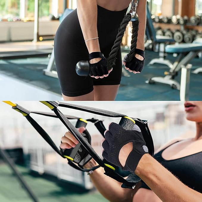 Weight Lifting Gloves for Men Women Gym Half-Finger Glove with Anti Slip Palm Hand Protection for Workout Training, Fitness, Hanging, Pull up, Cycling, Exercise
