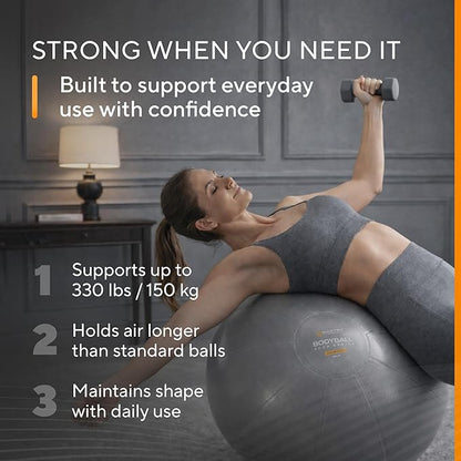 MANTRA SPORTS Exercise Ball – Yoga Ball for Pilates & Fitness - Birthing for Pregnancy, Stability, Core, Balance, Therapy for Physical Rehab, Workout for Home Gym & Office Chair, Fast Pump Included