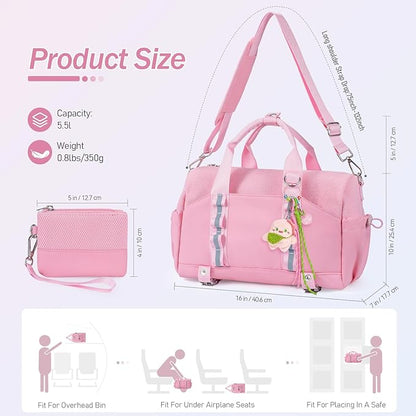 Small Gym Bag with Yoga Mat Holder for Women and Mens Mini Gym Duffle Bag with Wet Compartment and Anti-Theft Zipper 14 inchs Lightweight Gym Tote Bag for Work Out Travel- Pink