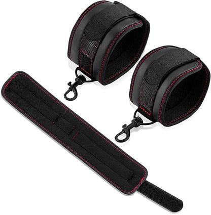 Heavy Duty Stainless Steel Expandable Spreader Bar with 4pcs PU Black--Pink Skull Pattern Detachable Adjustable Straps,Workout Bar for Home Indoor Gym Training Kit