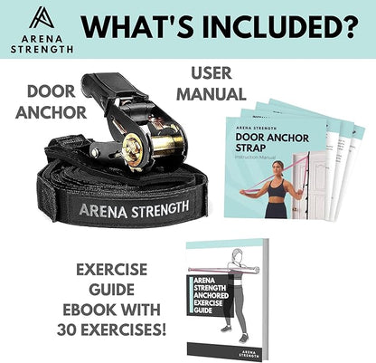 Arena Strength Multi Loop Door Anchor Strap for Resistance Bands - Fits Up to 9 ft Doors - Heavy Duty - Easy to Install - Full Body Home Workouts