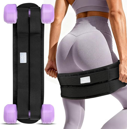 Hip Thrust Belt - Adjustable Fitness Belt for Dumbbells, Kettlebells, Plates - Support Up to 100 lbs - For Glute Workouts at Home Gym - Gifts Ideas for Women, Black