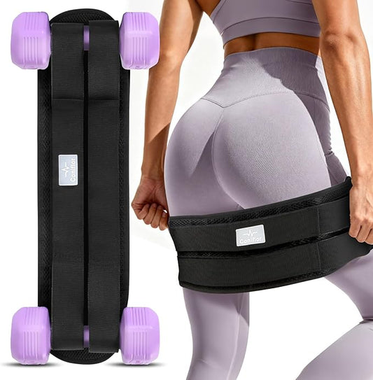 Hip Thrust Belt - Adjustable Fitness Belt for Dumbbells, Kettlebells, Plates - Support Up to 100 lbs - For Glute Workouts at Home Gym - Gifts Ideas for Women, Black