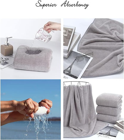 2-Pack Microfiber Bath Towels (27x54 Inches) - Ultra Soft & Quick Dry, 3X Absorbency, Lightweight for Gym, Yoga, Travel & Spa - Perfect for Home, Fitness & Post-Workout