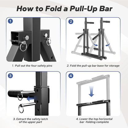 Foldable Pull Up Bar Free Standing, Strength Training Pull-up Bars Adjustable Pull Up Station, Power Tower Pull Up Bar MultiFunction Pull Up Dip Station Workout Equipment For Home Gym Support 480 LBS