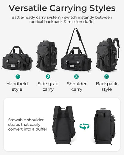 BAGSMART 4-IN-1 Gym Bag for Women Men, TSA Lightweight Duffle Bag for Travel with Shoe Compartment & Wet Pocket, 22L/30L/38L Tactical Backpack with 40oz Water Bottle Holder