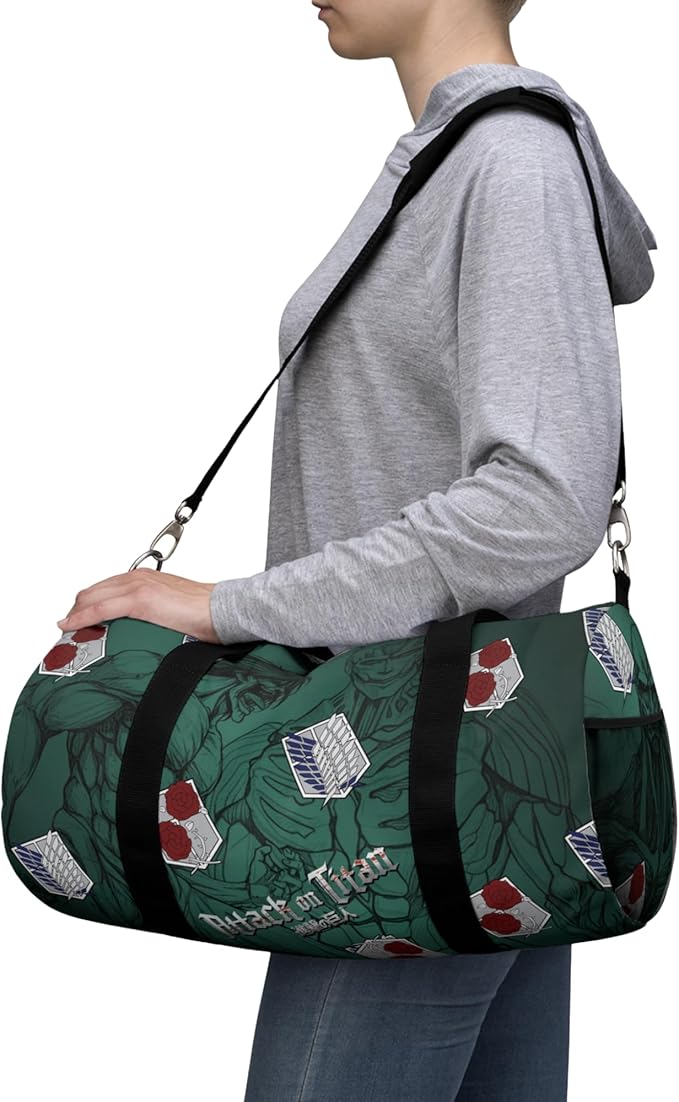 Anime Gym Bag for Women Men - Large Capacity Waterproof Workout Fitness Travel Sports Bags Fashion Street Camping ExpandaCLe Carry On Duffle Bag For Couple (Green Ttan) PTY