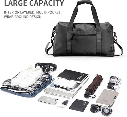 Travel Duffle Bag,Sport Gym Bag for Men And Women with Wet Pocket,Weekender Bag Carry On Tote Bags for Airplane