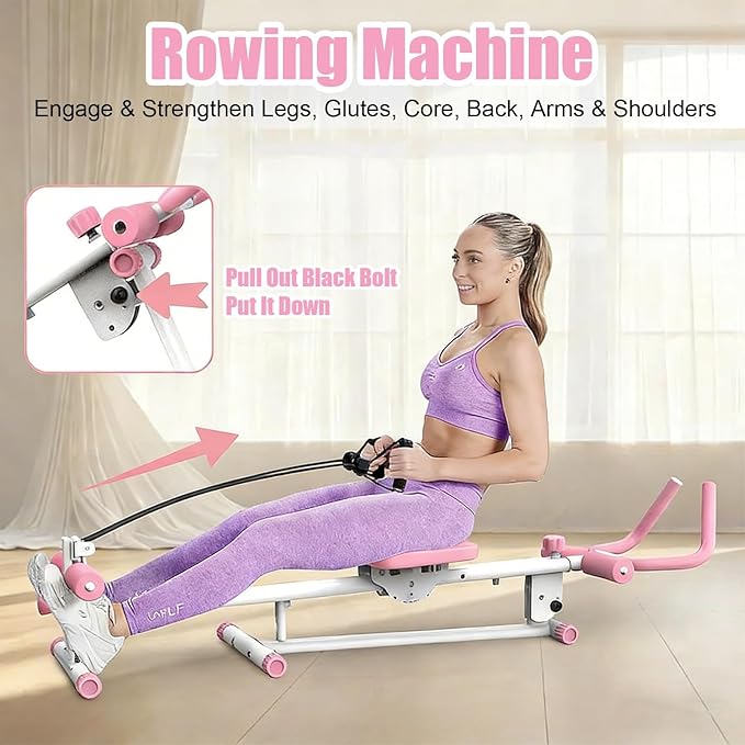 Abdominal Trainer Home Gym Equipment, 4 in 1 Multifunctional Ab Workout Machine with Rowing Roman Chair Leg Press, Multipurpose Gym Machine