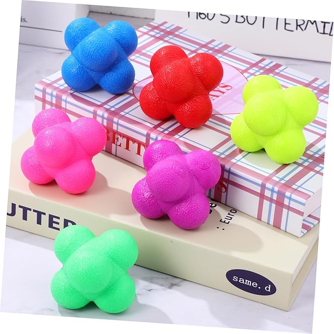 6Pcs Hexagonal Reaction Balls for Agility Training Fitness Reaction Equipment for Sports Exercises Enhance Reflexes and Agility Basketball Soccer and More