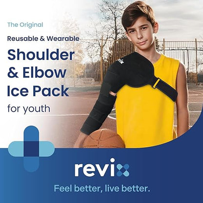 REVIX Youth Arm Ice Pack Wrap for Pitchers – Reusable Ice Arm Sleeve for Young Volleyball Player & Athletes, Cold Compression Therapy for Shoulder & Elbow, Throwing Recovery, Muscle Relax & Daily Use