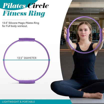 Pilates Ring, Silicone Magic Pilates Rings, Lightweight & Durable Flexible Fitness Circle Exercise Equipment for Toning Arms, Thighs,Legs, Core,Yoga & Physical Therapy