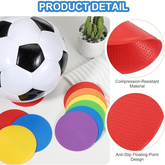 PATIKIL Spot Markers, Non-Slip Floor Dots Agility Markers Flat Field Cones Poly Dot