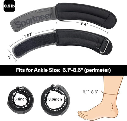 Sportneer Ankle Weights 0.5/1/2/3/5 LBS 1 Pair Wrist Leg Arm Weights for Women Men Kids Child with Adjustable Straps, Strength Weighted for Jogging Running Walking Fitness Gym Workout