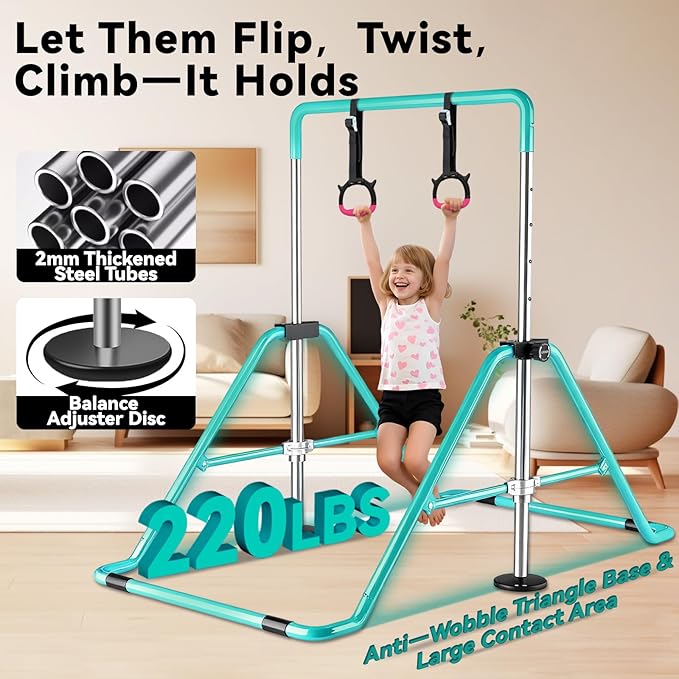 Kids Gymnastics Bar Gymnastic Equipment for Home Adjustable Height Gymnastic Training Bar Gymnastic Stuff for 3-7 Years Old Girls