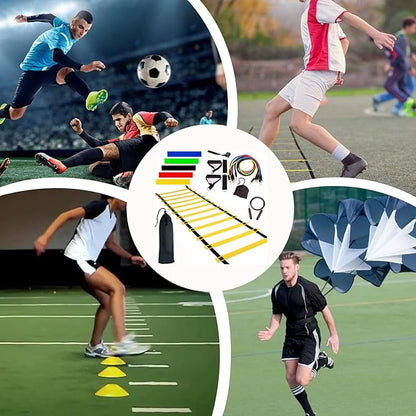 Agility Ladder Training Equipment - Speed Trainlng Gear, Adjustable Sports Set | Complete Soccer Practice Equipment, Foldable Workout Kit for Athletes, Endurance Tralning Tools for Kids Adults