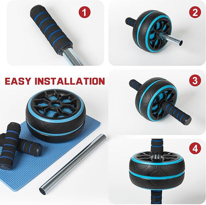 Ab Roller Wheel,Ab Workout Equipment,Home Gym Equipment for Abdominal & Core Strength Training,Wider Ab Machine with Knee Pad Accessories,No Noise Ab Wheel for Men & Women Abdominal