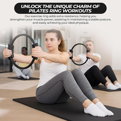 18 Pcs Pilates Ring and Ball Set with Resistance Bands Home Workout Pilates Equipment 11.8 Inch Magic Circle with Padded Handles, Mini Ball for Strength, Toning and Flexibility