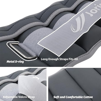 Adjustable Ankle Weights for Women Men 1/2/3/4/5/6/8/10/12/20 LBS 1 Pair Wrist Leg Arm Weights with Removable Weight Strength Training Weight for Walking Running Fitness Physical Therapy
