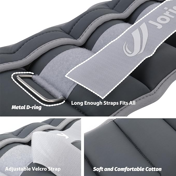 Adjustable Ankle Weights for Women Men 1/2/3/4/5/6/8/10/12/20 LBS 1 Pair Wrist Leg Arm Weights with Removable Weight Strength Training Weight for Walking Running Fitness Physical Therapy