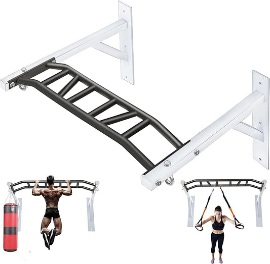 Upgrade Pull Up Bar Wall Mounted,Heavy Duty Multi Grip Chin Up Bar for Strength Training, 600 lbs Capacity, Durable Steel Construction, Perfect for Home and Garage Workouts