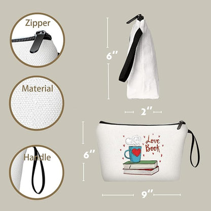 Reading Book Librarian Library Gifts for Women Reader Bookworm People Who Like to Read Nerd Club Literary Friend Sister Unique Makeup Cosmetic Bag