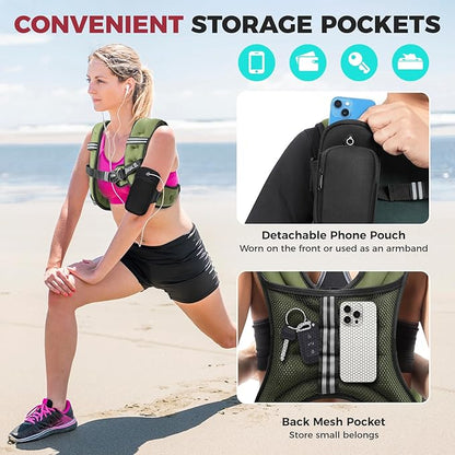 BAGAIL Comfort-Fit Weighted Vest for Woman, Even Weight Distribution, Faster Weight Loss, No-Chafe or Bounce for Walking & Running with Detachable Phone Pouch & Reflective Stripes (Available 5-30lbs)