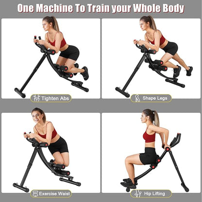 Ab Workout Equipment, Ab Machine for Women, Adjustable Core Abdominal Exercise Fitness Equipment, Foldable Waist Trainer Ab Crunch Home Gym Systems for Beginners