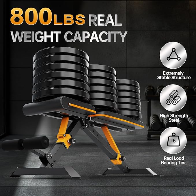 YAMO Adjustable Weight Bench for Full Body Workout, Foldable Workout Bench of Home Gym, Bench Press Strength Training, Incline Decline Flat Utility Workout Bench with Quick Folding Space Saving